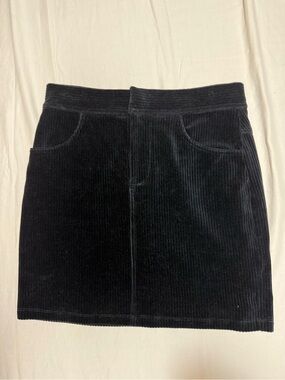Gianni Bini Black Corduroy Mini Skirt with Front Pockets